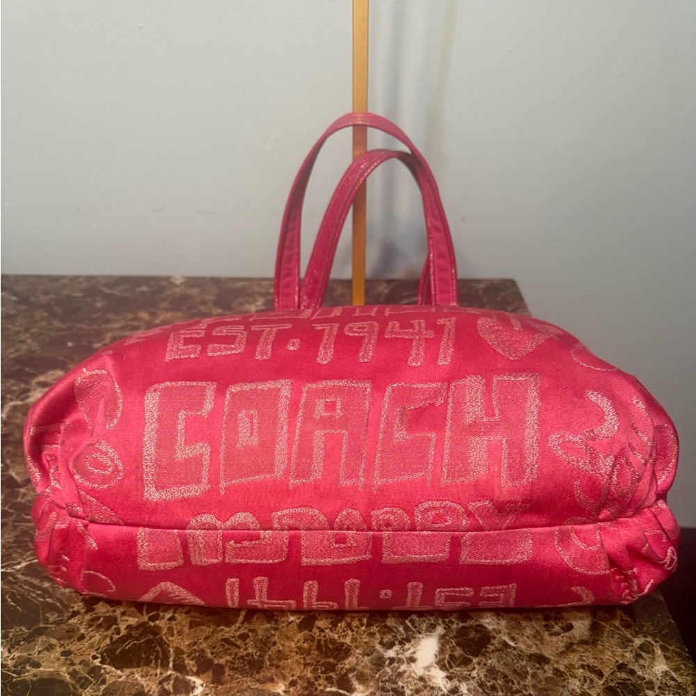 Coach Poppy Storypatch Glam Tote Hot Pink Jacquard Metallic Trim 2010 - Picture 13 of 16